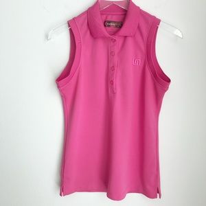 Loudmouth Golf Women's Sleeveless Polo Tee Size M Pink Stretch Wrinkle Free
